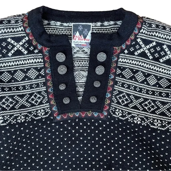 Dale of Norway Pure New Wool Nordic Sweater, Button Placket, Size Small - Picture 4 of 9